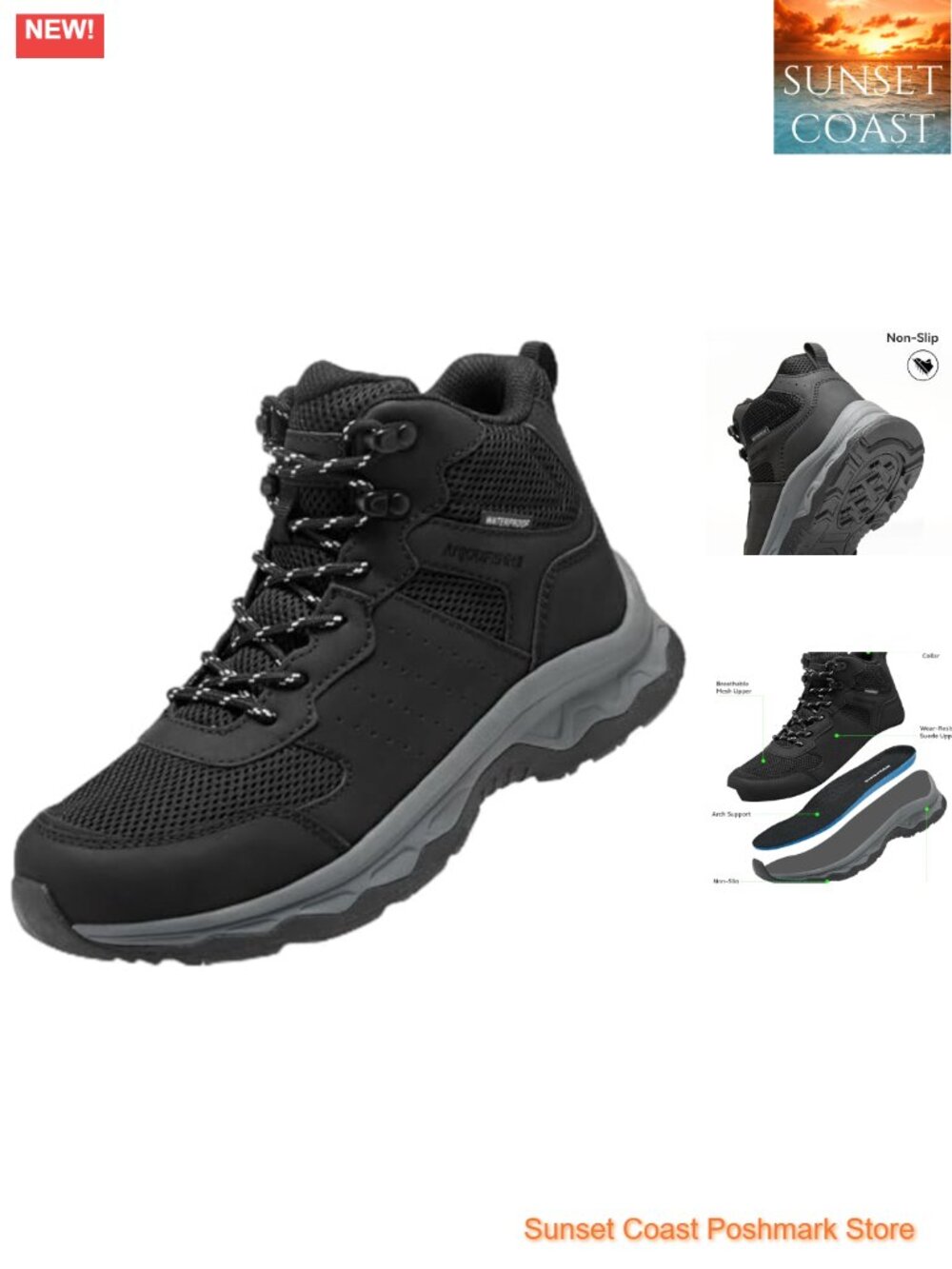 Waterproof Hiking Boots Lightweight Non-Slip Ankle Support Outdoor